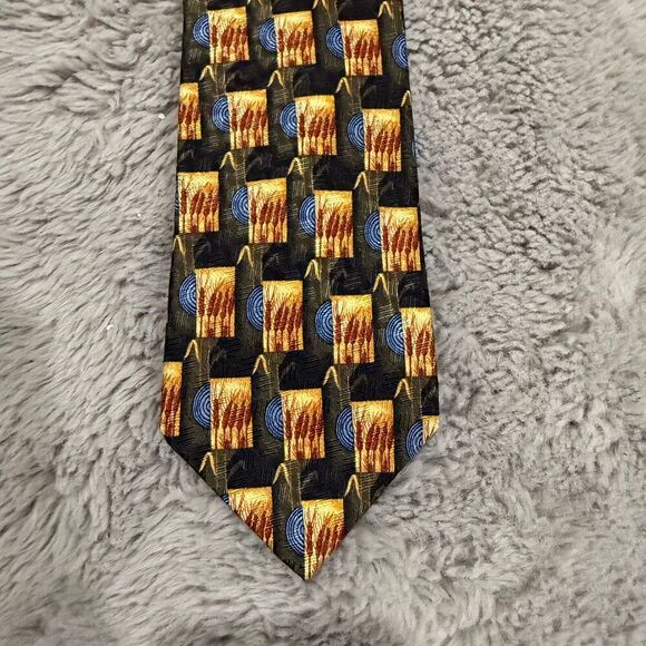 Ermenegildo Zegna Vintage‎ Mens Tie 100% SILK 90's YELLOW Flower - Picture 5 of 7